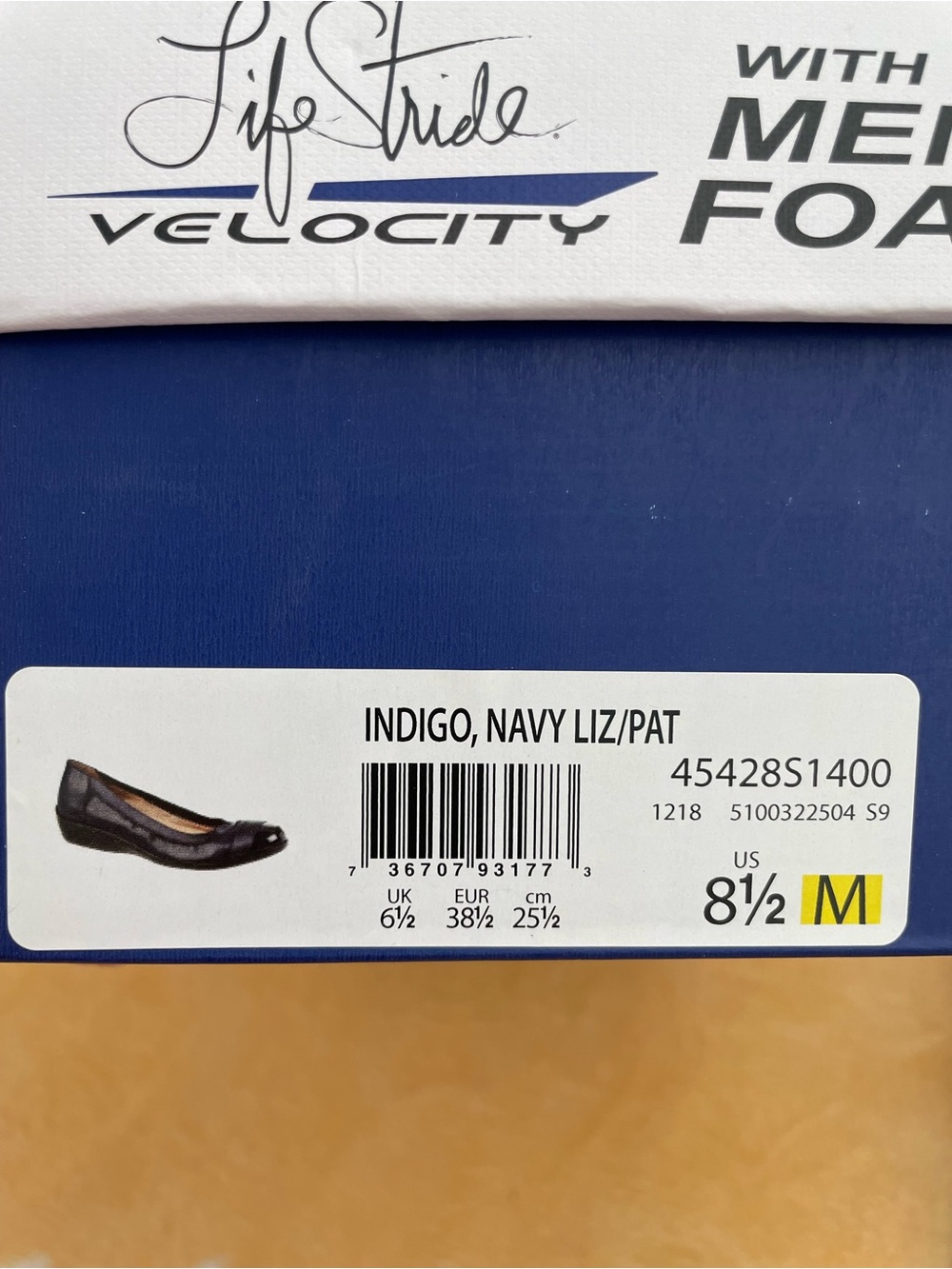 LifeStride Indigo Velocity Memory Foam Wedge Navy Liz. 8.5 M - Picture 2 of 9